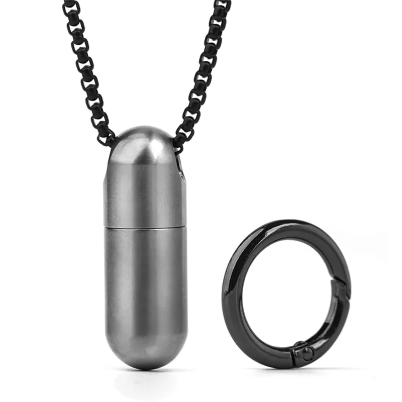 keychain pill box 2PCS Waterproof Stainless Steel Pill Box Pill Bottle Cache Pill Box Container Keychain Pill Box Health Care