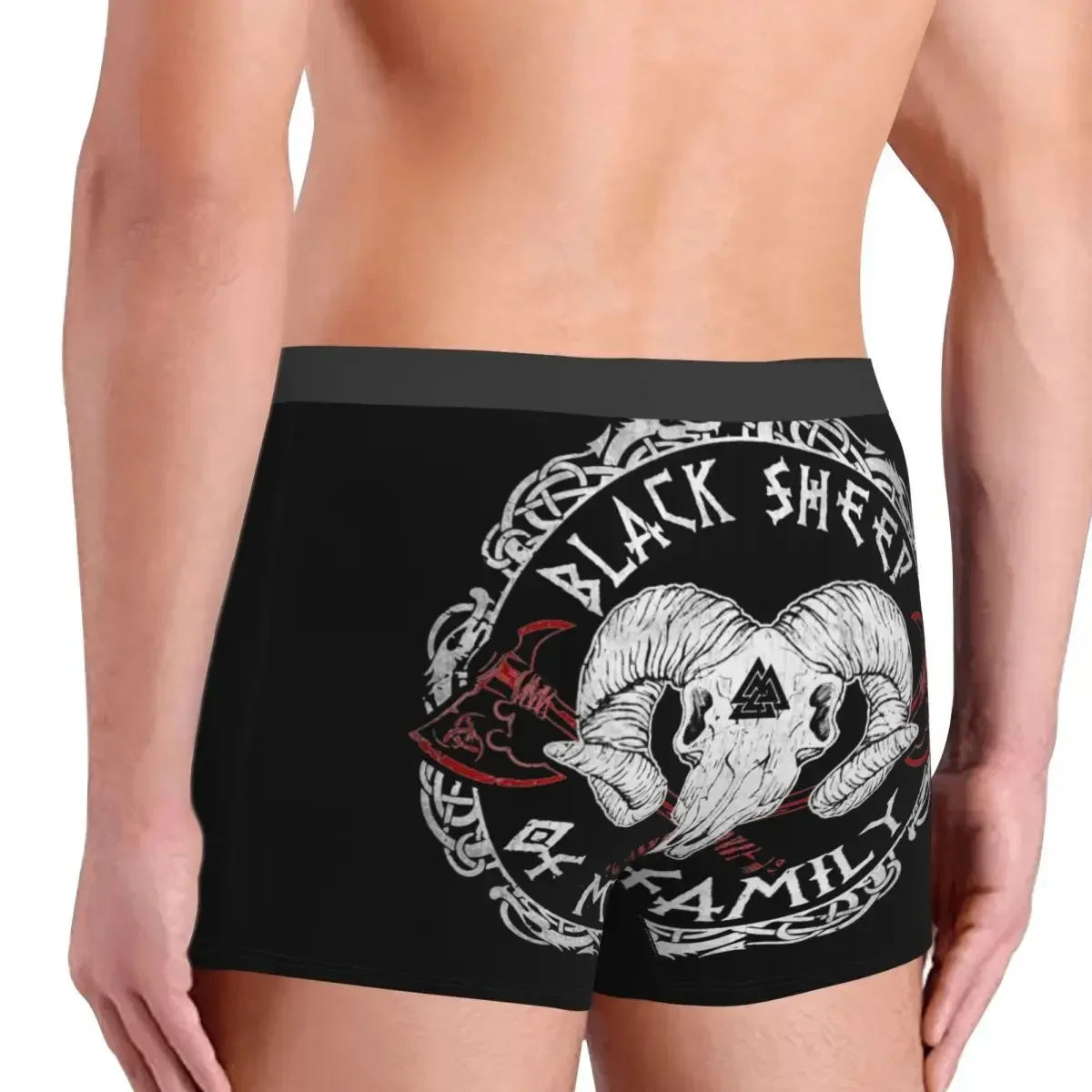 Calzoncillos bóxer para hombre, ropa interior suave con estampado de calavera de oveja negra, divertida, S-XXL