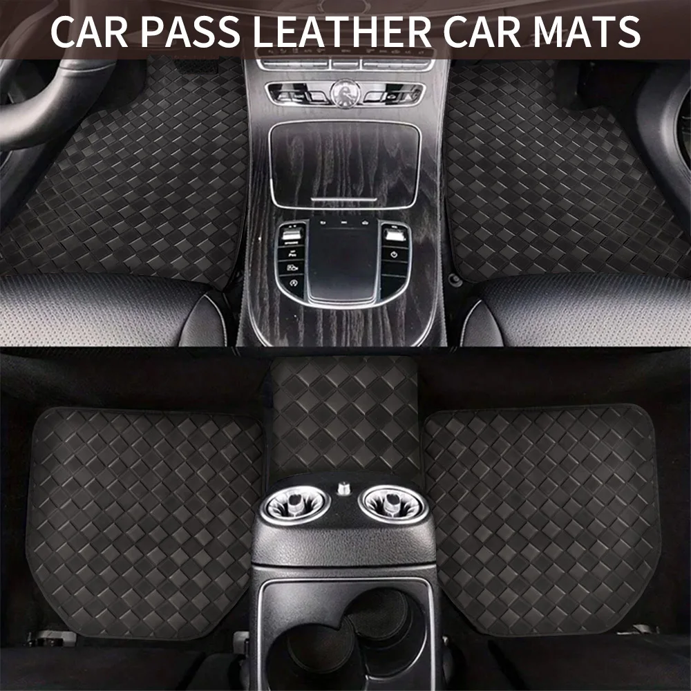 5 Pcs Universal Car Floor Mats Full Set Leather Front & Rear Seat Floor Liners All Weather Non-Slip Carpet Protector