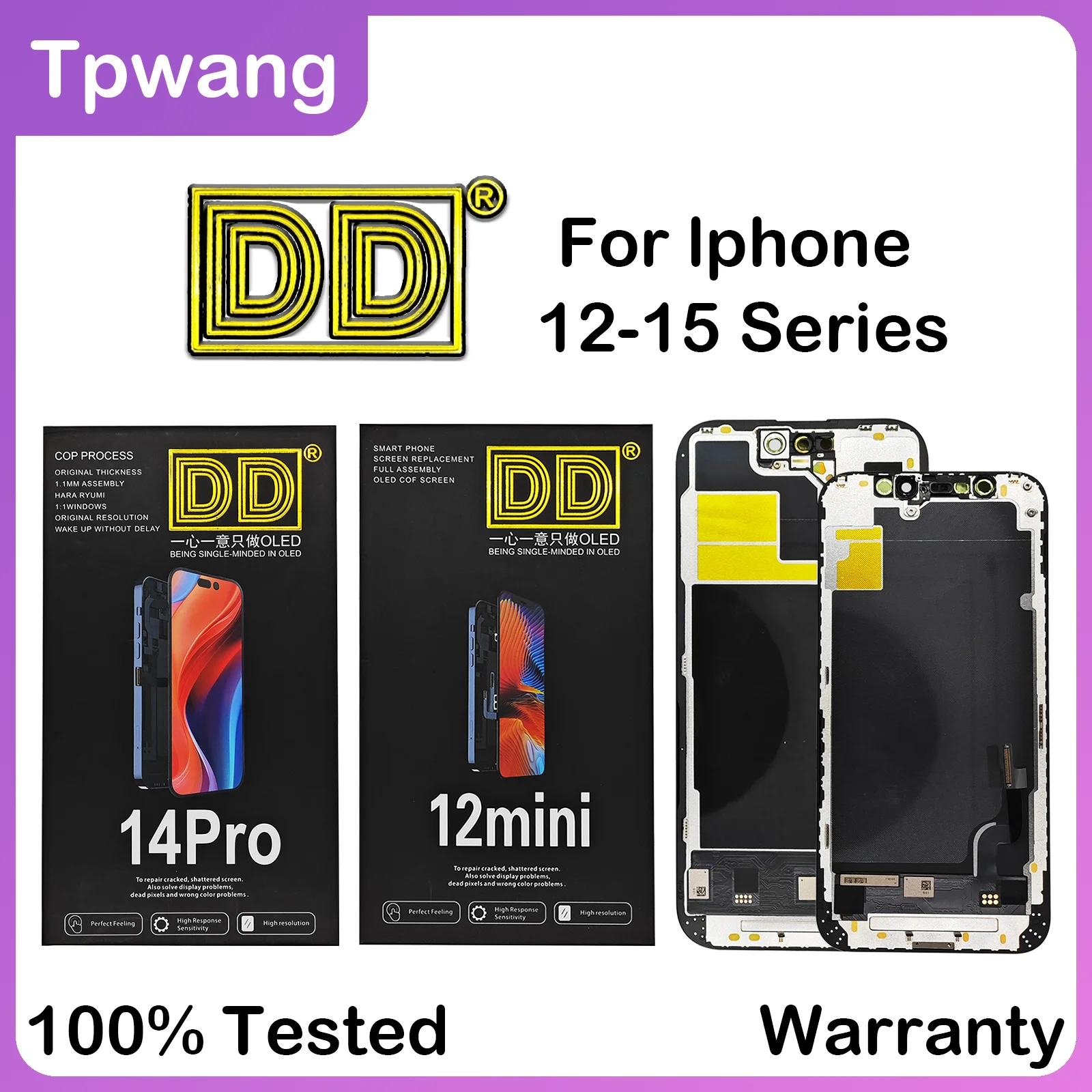 DD OLED Pantalla Soft Display For iPhone 13 13Pro 13Promax LCD Display Touch Screen Digitizer For iPhone 14 14Plus 14Pro 15 Pro