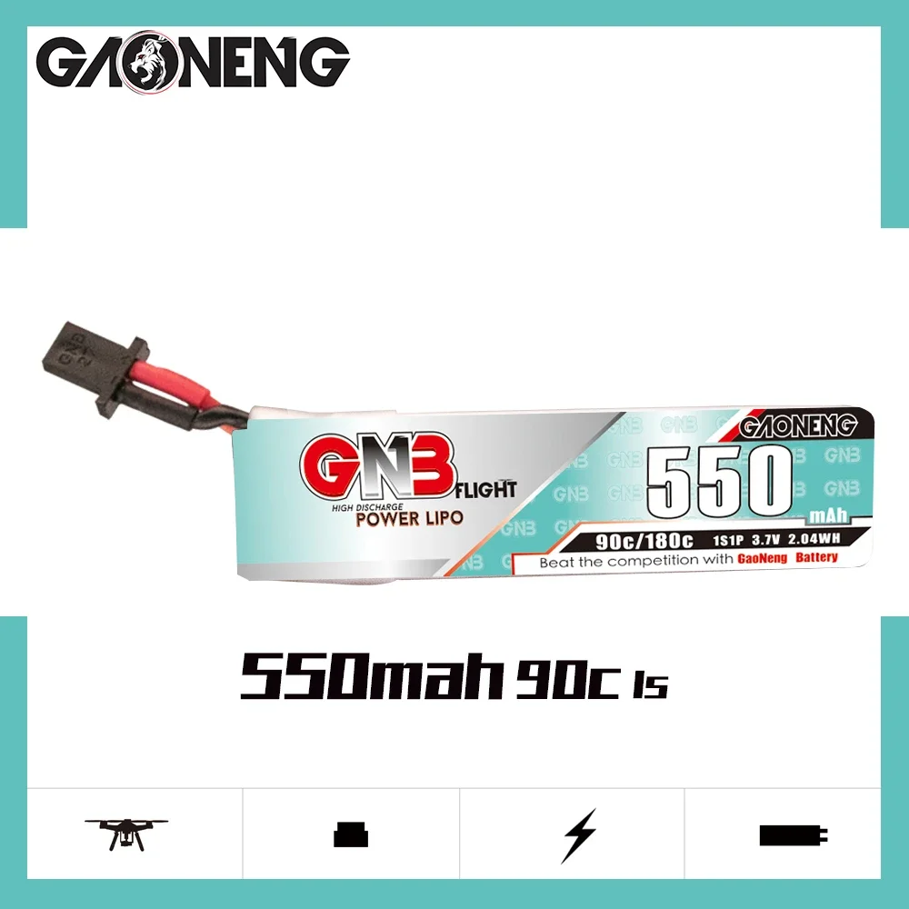 

GAONENG GNB 550mAh 1S 90C 180C 3.7V Cabled GNB27 LiPo Battery BetaFPV Beta75X Happymodel Mobula6 Mobula7 Snapper