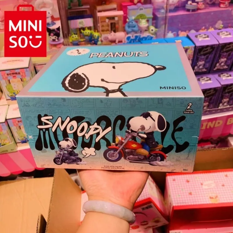 Genuine MINISO Snoopy and Motorcycle Blind Box Figure Doll Anime Cool Trendy Ornaments for Boys and Girls Holiday Birthday Gifts