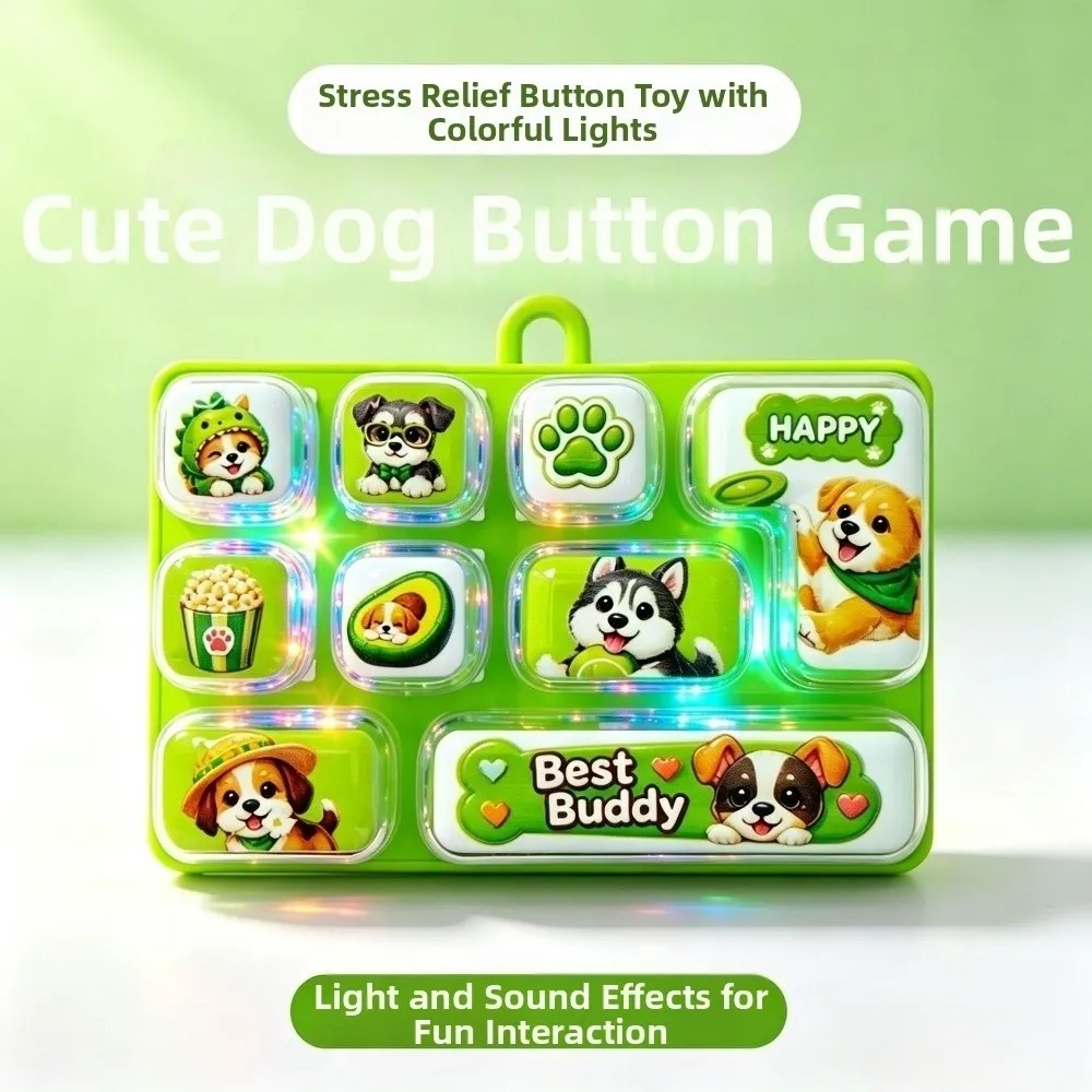 Cartoon 9 Key Keyboard Keychain Animals Mini Fingertip Button Keyring with Lights Relaxed Sensory Clicker Office Use