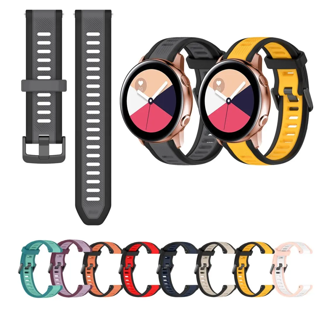 20 مللي متر استبدال الرياضة سيليكون حزام لساعة سامسونج جالاكسي نشط 2 ساعة 4 5 6 7 FE 40 44 ساعة 4 6 الكلاسيكية ساعة 5Pro