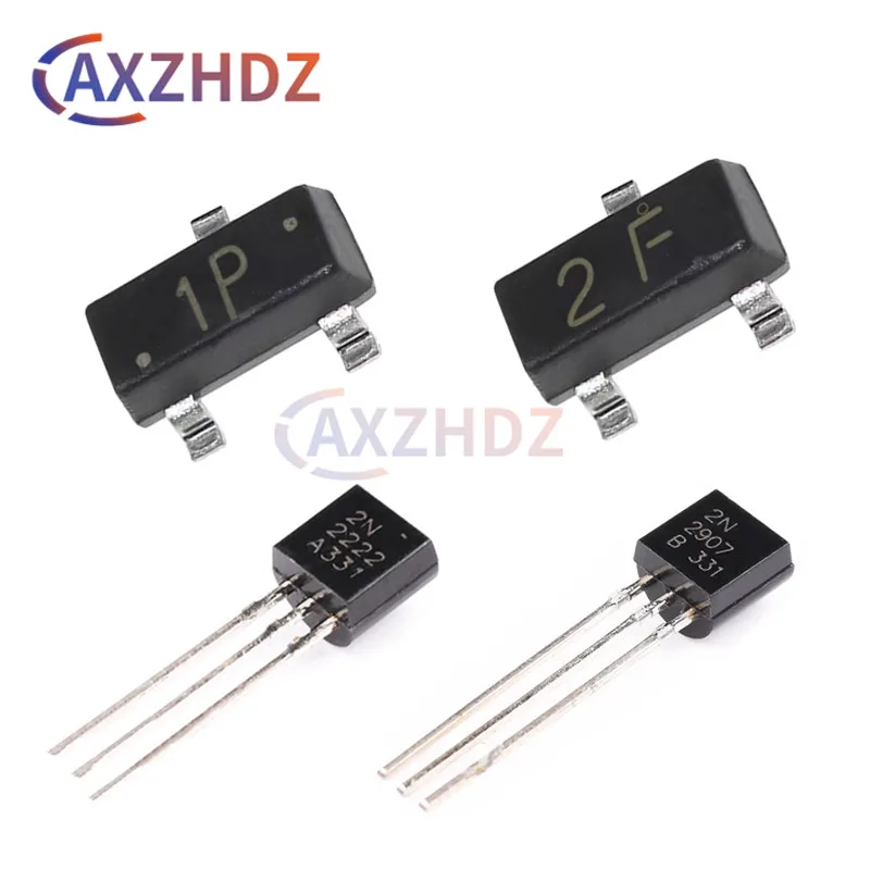 

100PCS 1P 2F SOT-23 TO-92 2N2222 2N2907 MMBT2222A MMBT2907A MPS2222 MPS2907A 2N2907A NPN PNP 600mA 40V SMD DIP Transistors
