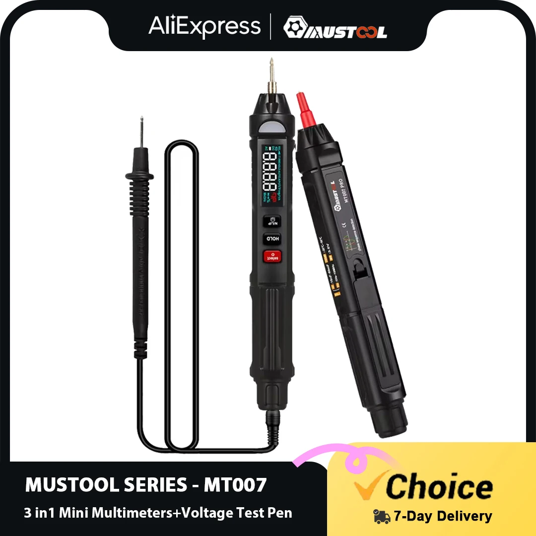 MUSTOOL MT007/MT007 Pro/MT007 Pro-EN True RMS Digital Multimeter Voltage Test Pen Phase Sequences Meter 3 In 1 Voice Broadcast