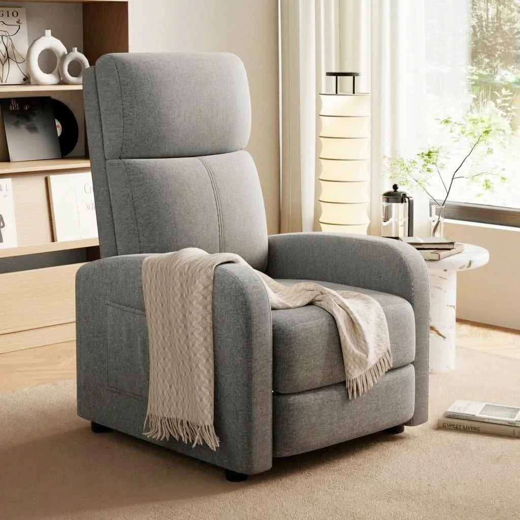Fauteuil inclinable confortable à dossier manuel, ergonomique, avec coussin en mousse haute densité, pour salon et home cinéma
