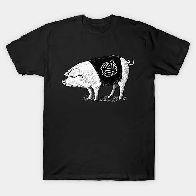 

Pig Wearing Anarchy Vest Funny Punk Style T-Shirt 100% Cotton O-Neck Short Sleeve Summer Casual Mens T-shirt Size S-3XL