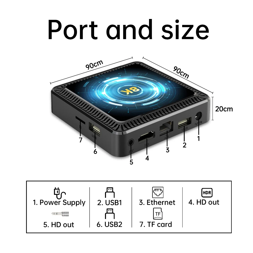 Q19 Android14 8K HDR10+ Smart TV Box BT5.4 Dual WiFi Allwinner H618 8K Set Top Box Media Player mit Google Voice Assistant