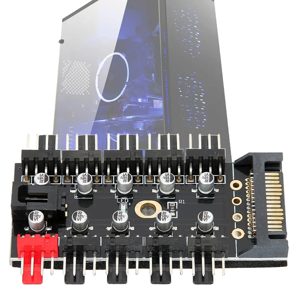 

Портативный 4-контактный концентратор для вентиляторов ПК с интерфейсом SATA, 10 портов, концентратор для охлаждения ЦП, регулятор температуры компьютера, охлаждение корпуса