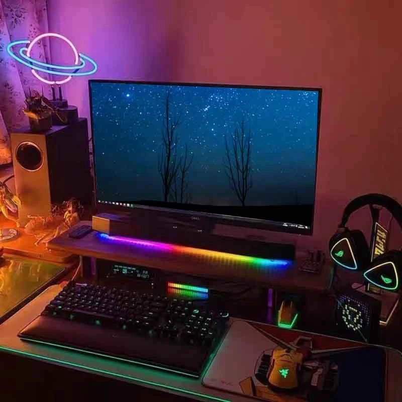 Voice Control Pickup Rhythm Lamp Car Atmosphere Desktop Rgb Seven Colors Creative Spectrum LED Music Sensor Lamp