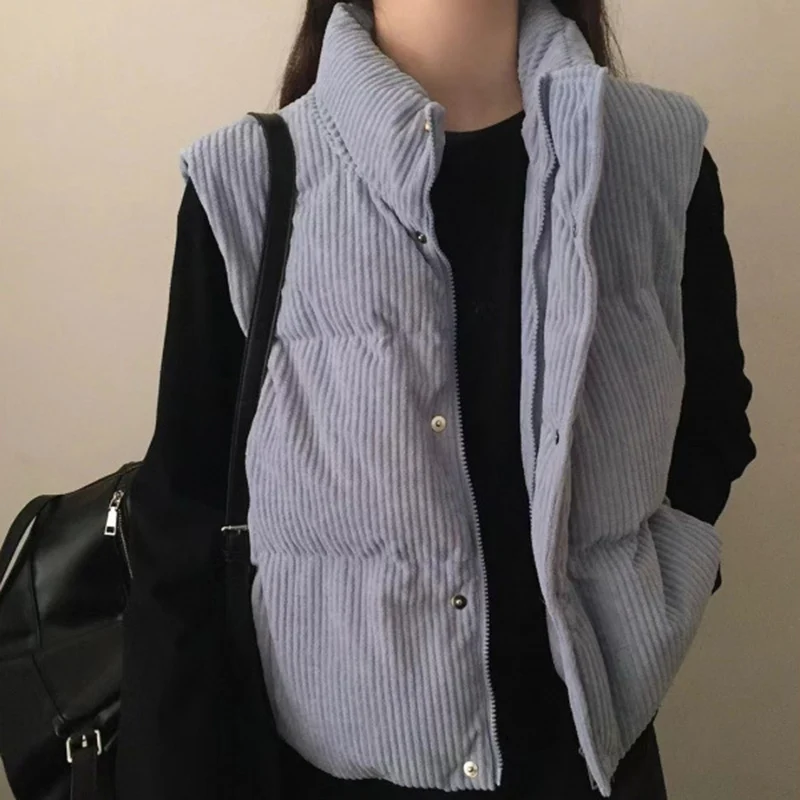 سروال قصير سترة قطن سترة خريف شتاء 2025 جديد المرأة قصيرة فضفاضة الدافئة سميكة معطف بلا أكمام الإناث صدرية غير رسمية القمم #1