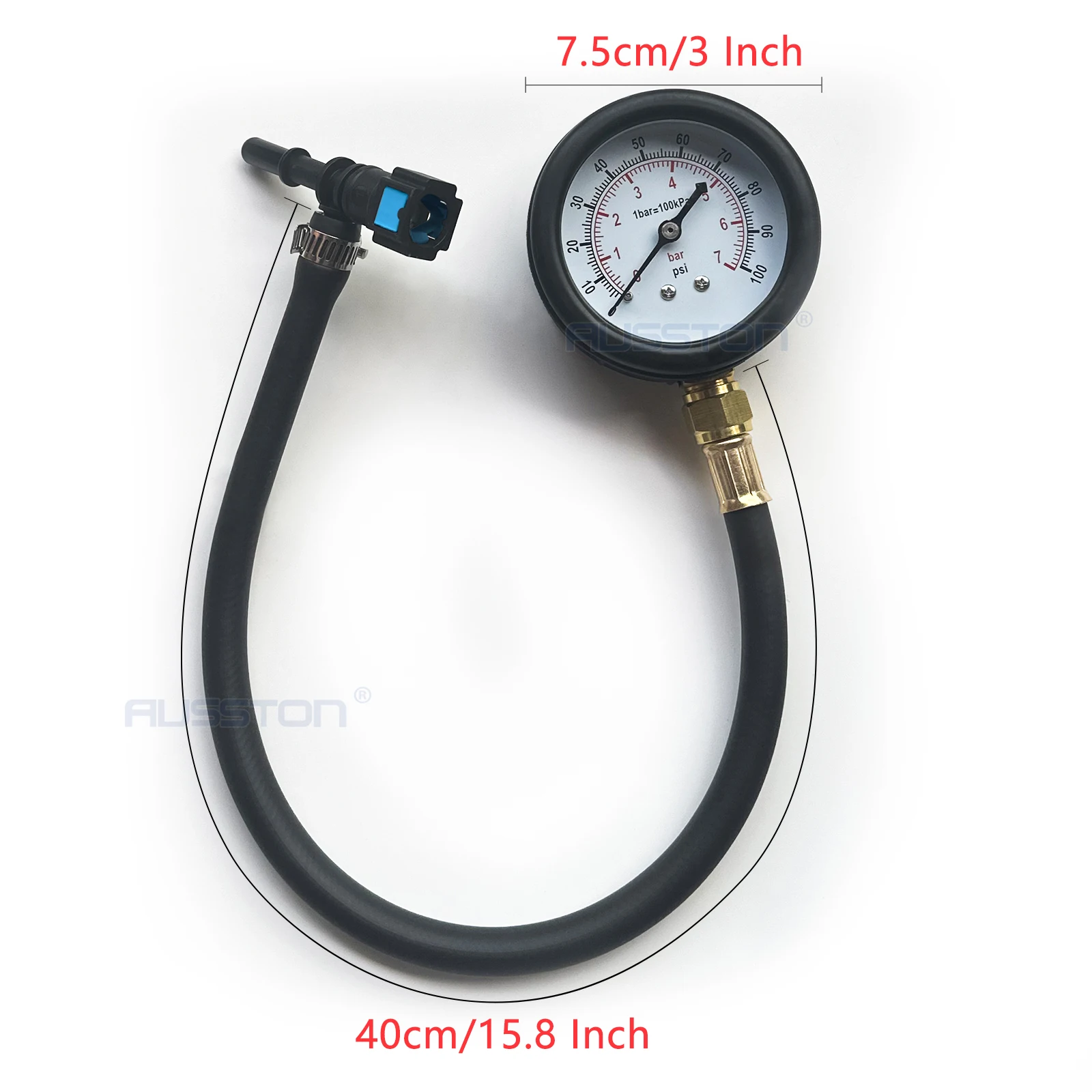 Fuel Pressure Test Kit - Quick Connected Fuel Injection Pump Pressure Tester Gauge  0-100PSI with Valve 6.3/ 7.89/ 9.49 for Car