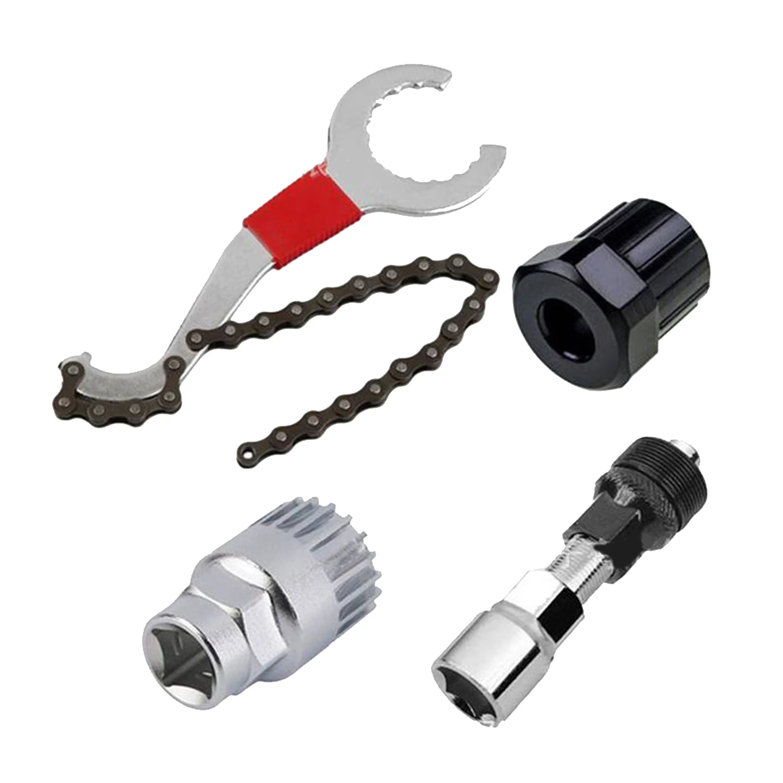 

4pcs Bike Repair Tool Kit Durable Metal Material Chain Bracket Freewheel Crank Remover Mountain Bicycle Tools