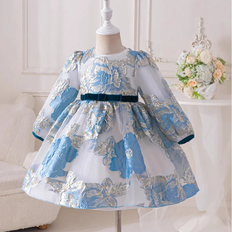 

Spring and Summer New Winter Kidsren's Dress Princess Dress One-Year-Old Dress Baby Girl Piano Host Dress Girl Performance Dress Long-Sleeved Dress
