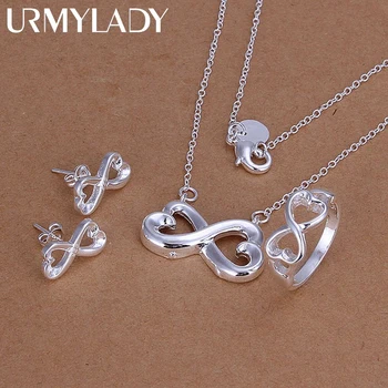 925 prata esterlina senhora feminino presente do dia dos namorados criativo anel colar brincos moda conjunto de jóias festa de casamento agradável