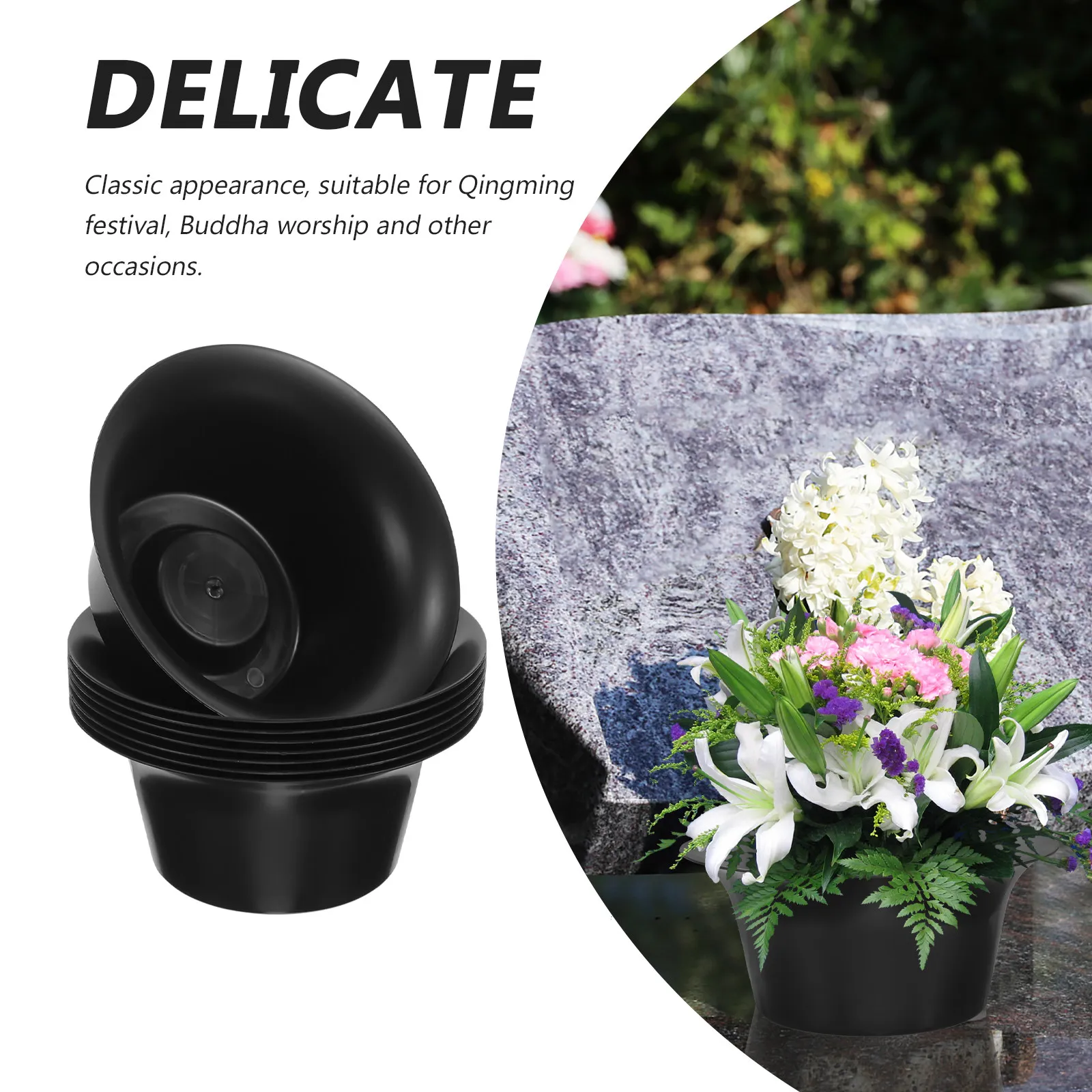 8Pcs Plastic Grave Flower Pot Durable Cemetery Accessory Tomb Sweeping Day Supplies Sacrificial Flower Holder Classic Design