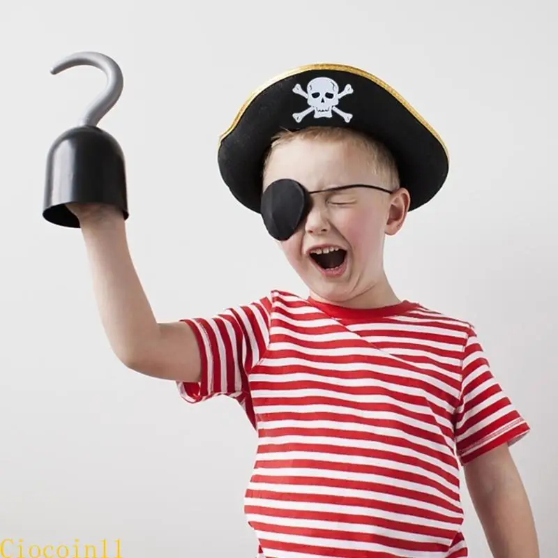 Y1UB Tricorn Hat Costume for Women Men Teenagers for Halloween Party Decorations Black Costume Cosplay Dress-up