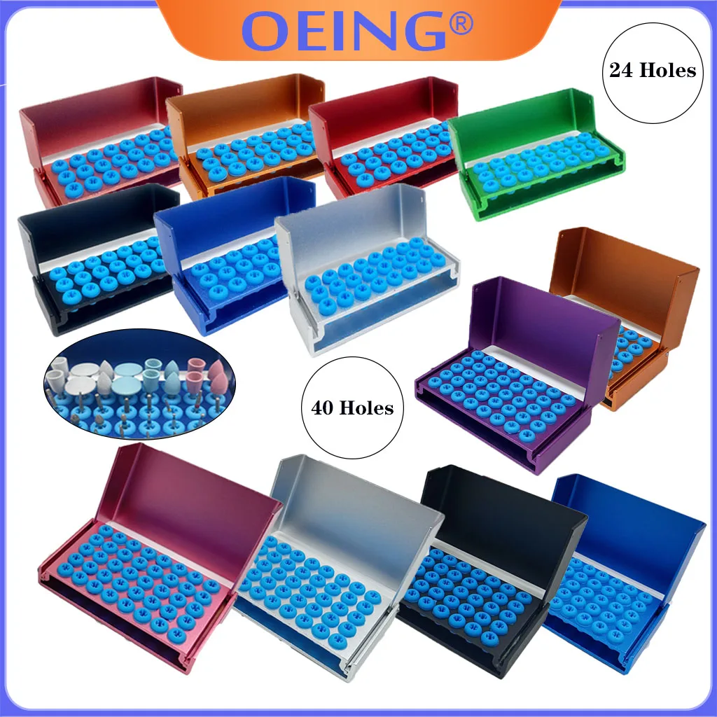 Soporte de Metal para fresas dentales, organizador de silicona para limpieza, esterilizador de Autoclave para fresas dentales de alta/baja velocidad, 24/40 agujeros