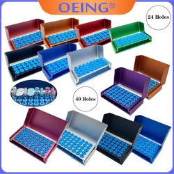 Dental 24/40 Holes Burs Metal Holder Stand Silicone Organizer Cleaning Stand Autoclave Sterilizer For High/Low Speed Dental Burs