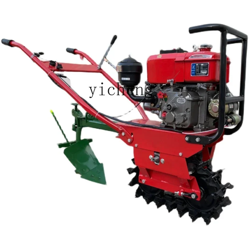 ZF multifunctional micro tiller crawler diesel trenching plow gasoline turning plow