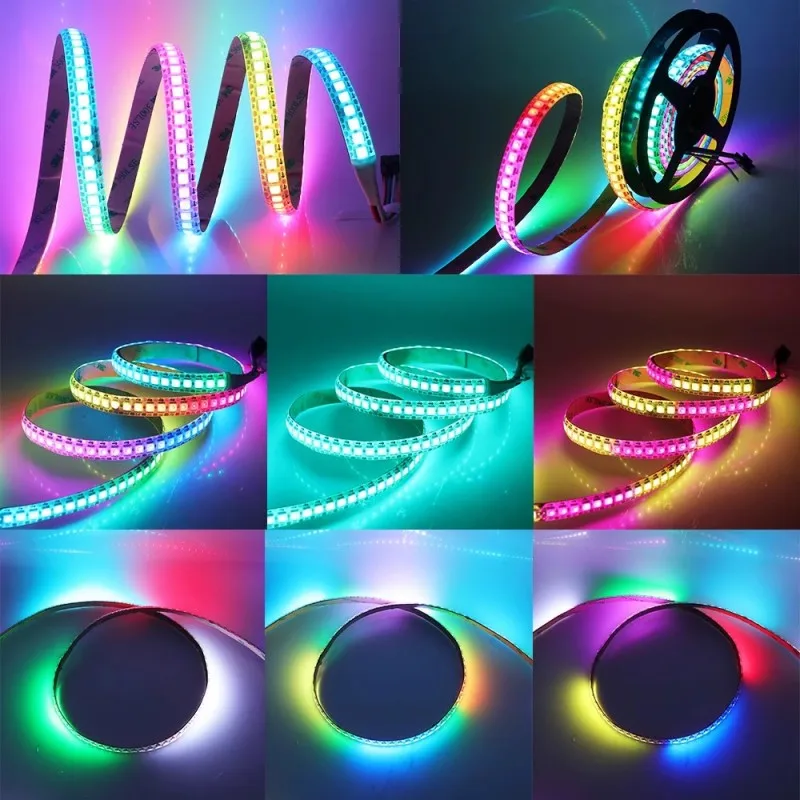 

1/5 м DC5V WS2812 WS2812B Smart 5050 пикселей RGB светодиодная лента с индивидуальной адресацией 60/74/96/144 светодиодов/м черная/белая печатная плата