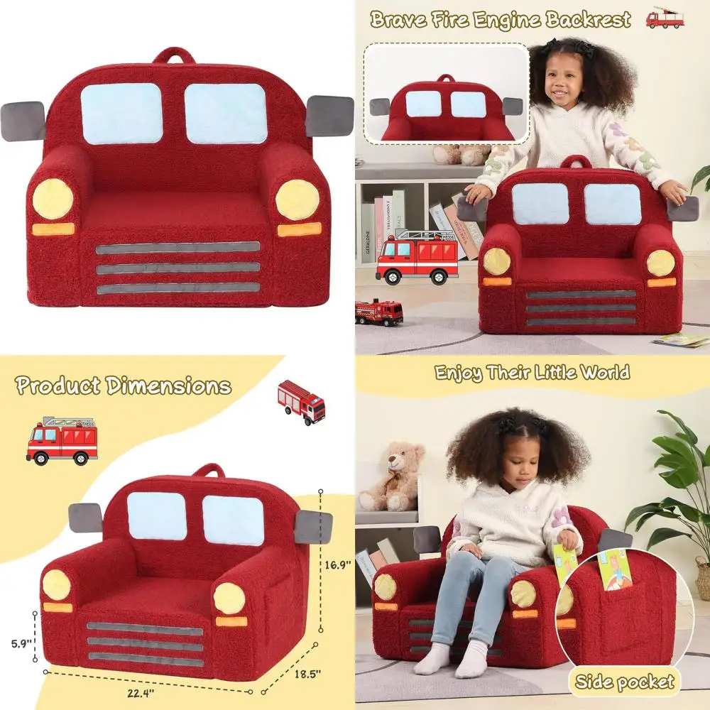 

Уютное детское кресло, успокаивающее кресло-шезлонг для малышей, классическая красная пожарная машина