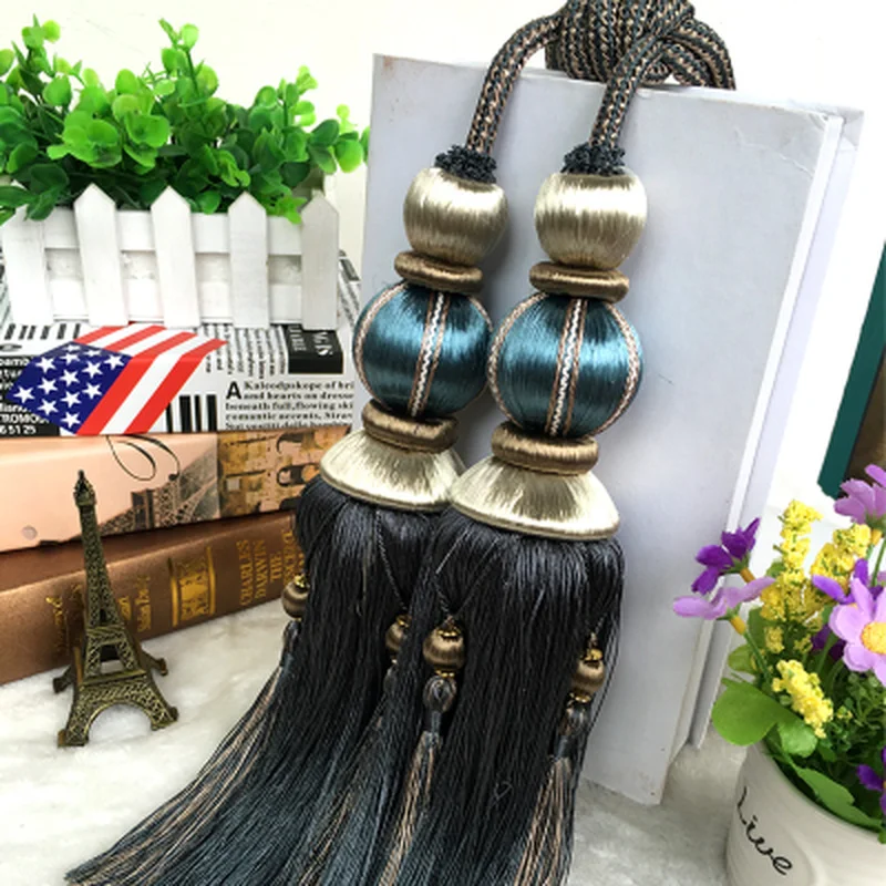 High Quality Curtain Rope Double Ball Curtain Buckle Strap Hanging Ball Hook Tassels Tie Backs Home Decor Curtains Accessories