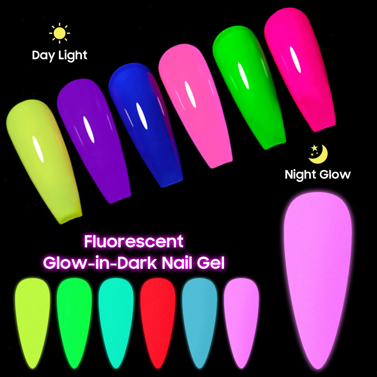 FOUR LILY 7ml Fluorescent Glow-in-Dark Nail Gel Polish Neon Luminous Colorful Long Lasting Soak Off UV LED Gel Nail Art  Vernis