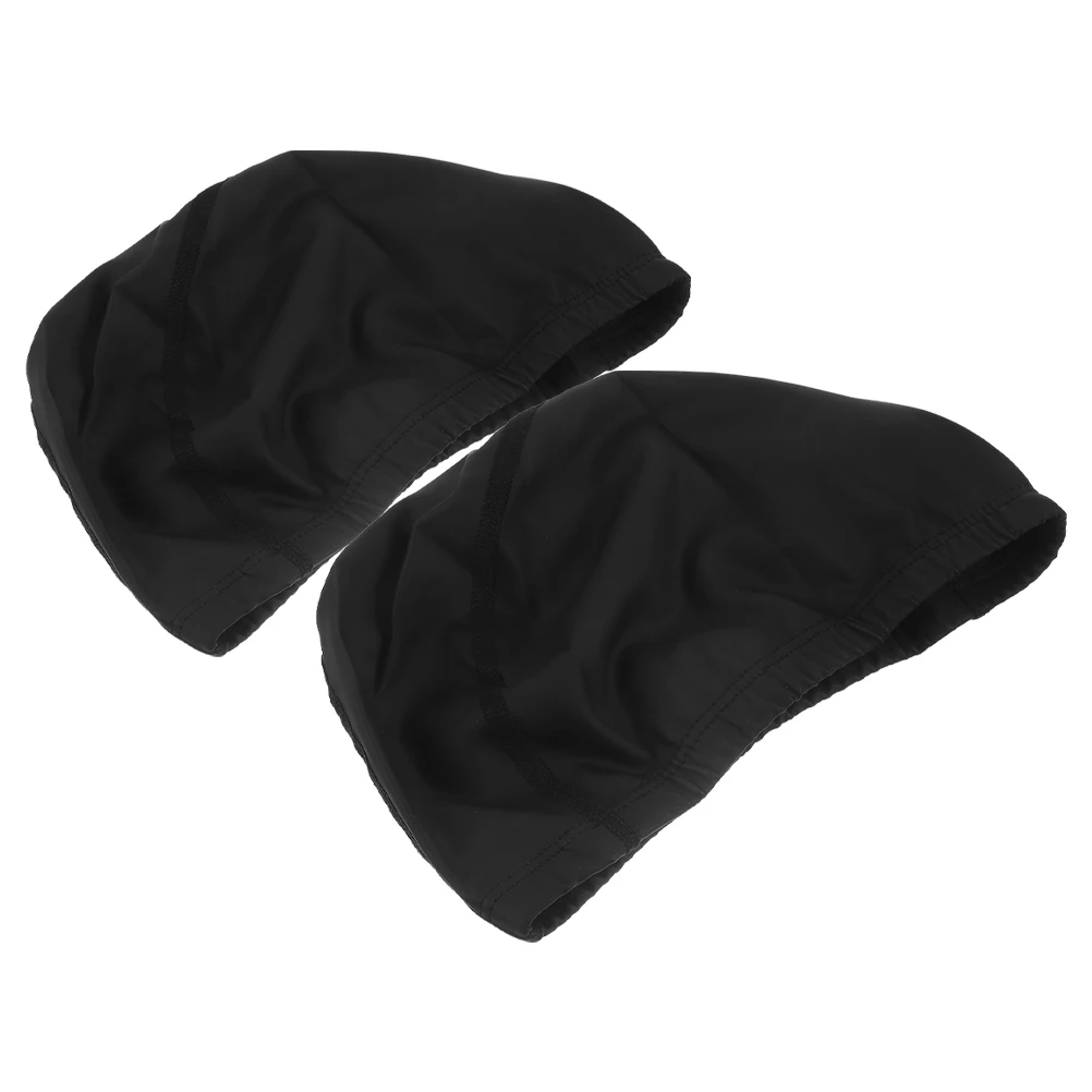 

2pcs Large Black PU Caps Waterproof Swim Cap Women Elastic Hair Swim Hats for Women Adults Swimming Cap