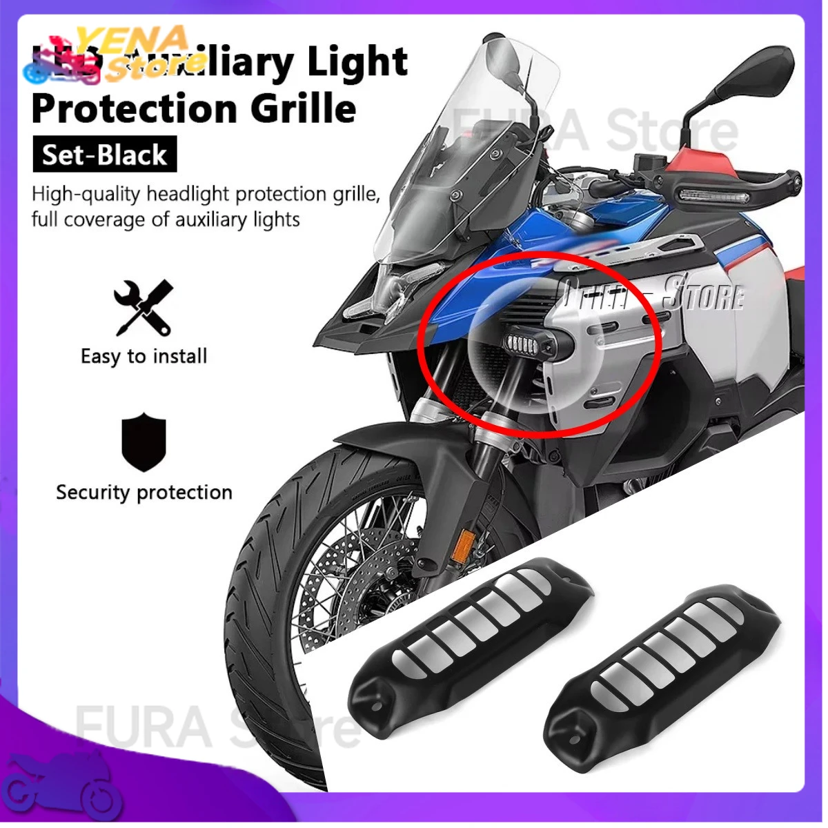 

For R1300GS Adventure Edition Motorcycle Accessories Light Emitting Diode Auxiliary Light Cover Light Protection Shield Grille