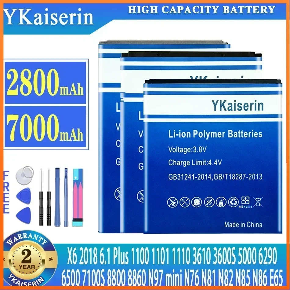 

YKaiserin Battery for Nokia BP-6MT BL-5K BL-4D HE342 BL-5CA BLB-2 BL-5F BL-4S BP-6X BL-4B Bateria Batteries Warranty + Track NO