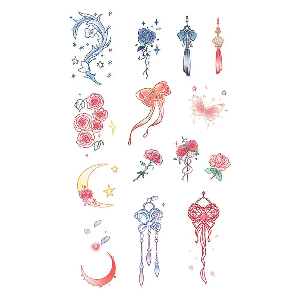 Temporary Fake Tattoo Sticker Colorful Flower Tattoo Body Sticker Paster Water Art Transfer Delicate Waterproof Decal Decor K2t9