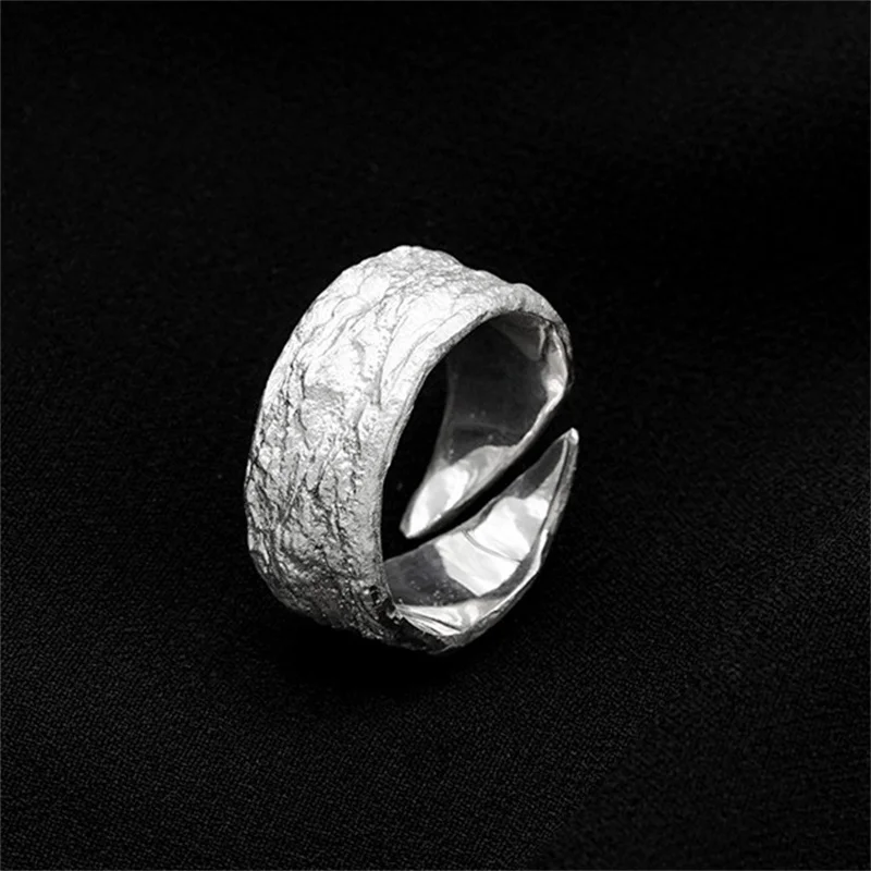 Vintage Foutsteen Ader Ring Voor Mannen Sieraden Persoonlijkheid Zwart-witte Textuur Mannelijke Wijsvinger Ring 925 Zilveren Accessoires