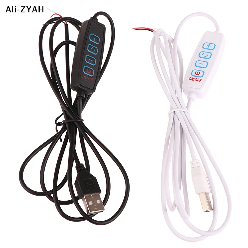 【Ah6】1.5M USB 5V LED Tri-color Dimming Color Switch Cable Dimmer 4-Key Controller 2CH For Low Voltage LED CCT Bicolor Light