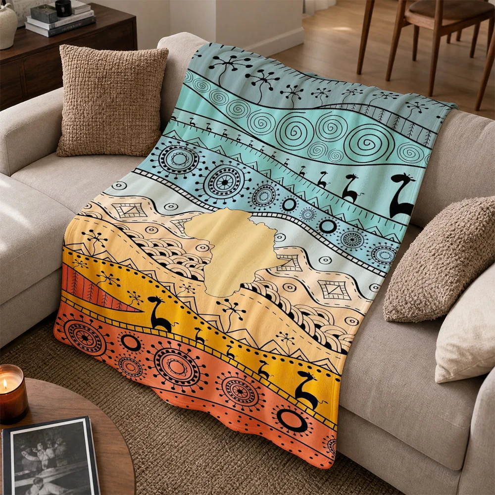 Boho Safari Animal Print Throw Blanket Cozy Living Room Couch Decor Gift for Jungle Lovers