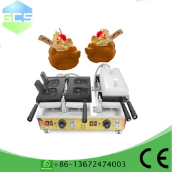 Commercial 4 PCS Kitt y Cat taiyaki machine  Waffle Maker with CE Double-mold Kitty Shape waffle maker machine