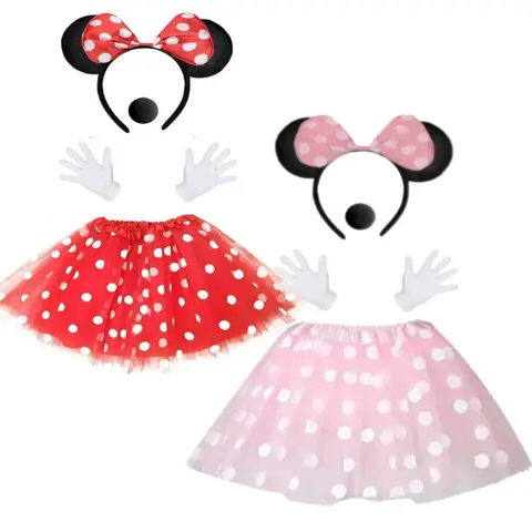 Girl Women Mouse Costume Mouse Tutu Skirt Headband with Mouse Ears Gloves Nose Bow Tie Bow Carnival Costume Women Carnival Theme