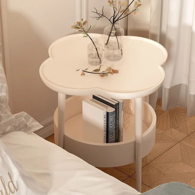 Modern Cream Tone Side Table Organizer Child Safe Rounded Corners Easy to clean Surfaces Small Furniture for Home high quality