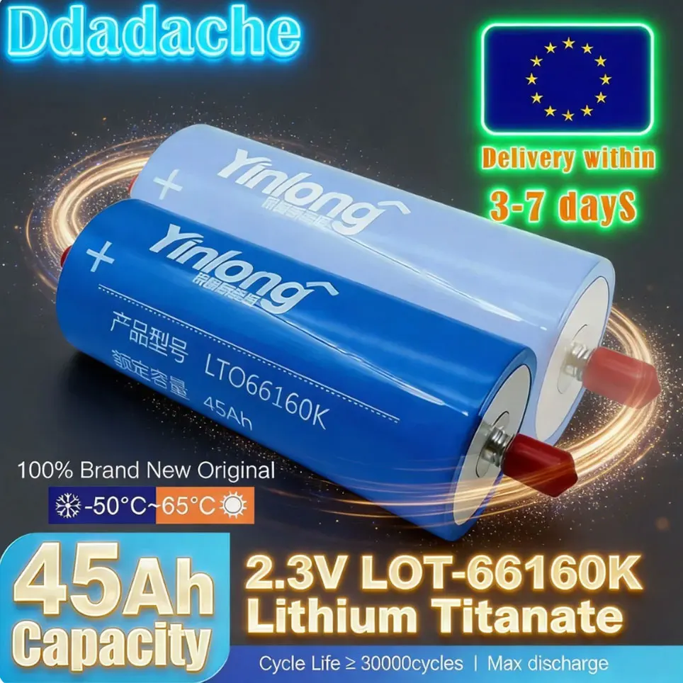 Neue Yinlong 2,3V 45Ah Lithium-Titanat-Batterie LTO-66160, 30000 Zyklen, DIY 12V 24V Autostarter, Elektroboot, Lautsprecher