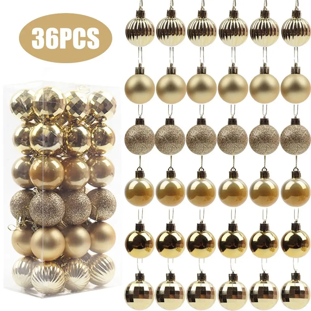 36pcs Shatterproof Christmas Tree Balls Decorative 4cm Hanging Baubles Set Plastic Alien Ball Ornaments Set