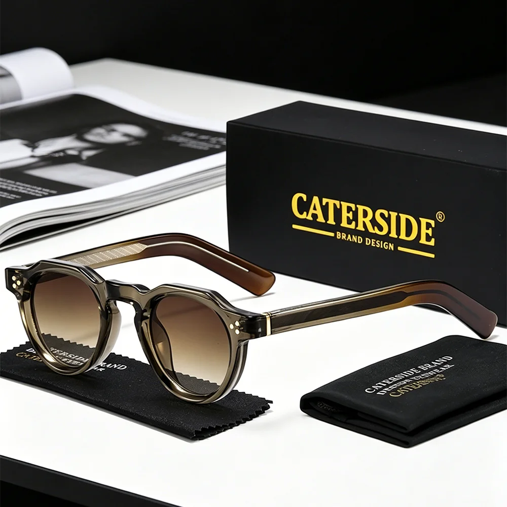 CATERSIDE Modische Runde Sonnenbrille für Damen und Herren, UV400-Schutz, kleiner Rahmen, Retro-Outdoor-Sonnenbrille zum Autofahren und Wandern – Detail 3