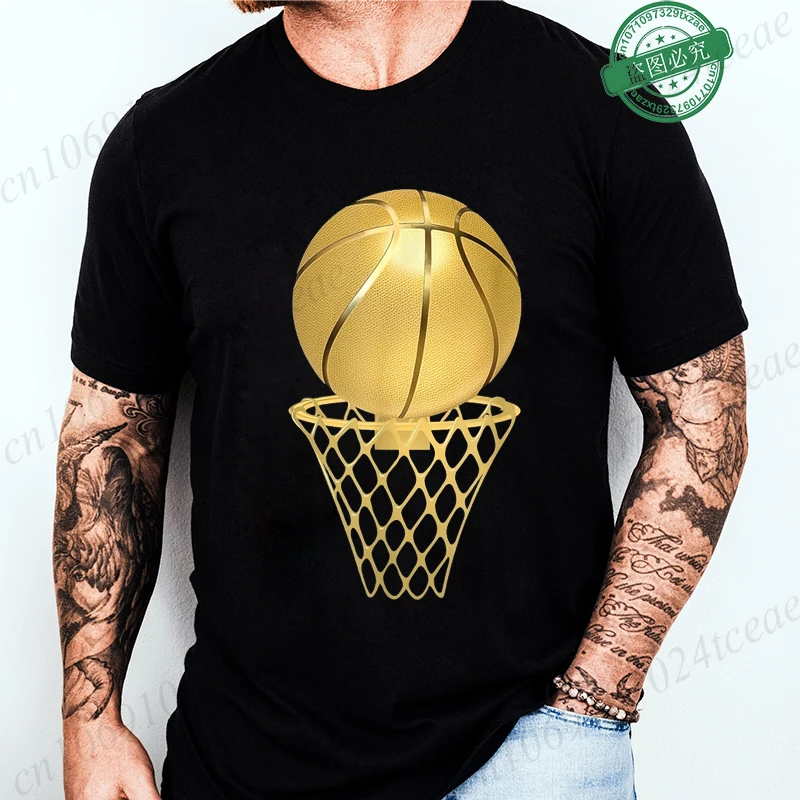 Men's Summer Loose Size Creative T-shirts Basketball Trophy Graphic Printed Tshirts Casual Sports Short Sleeved T-shirt Tops