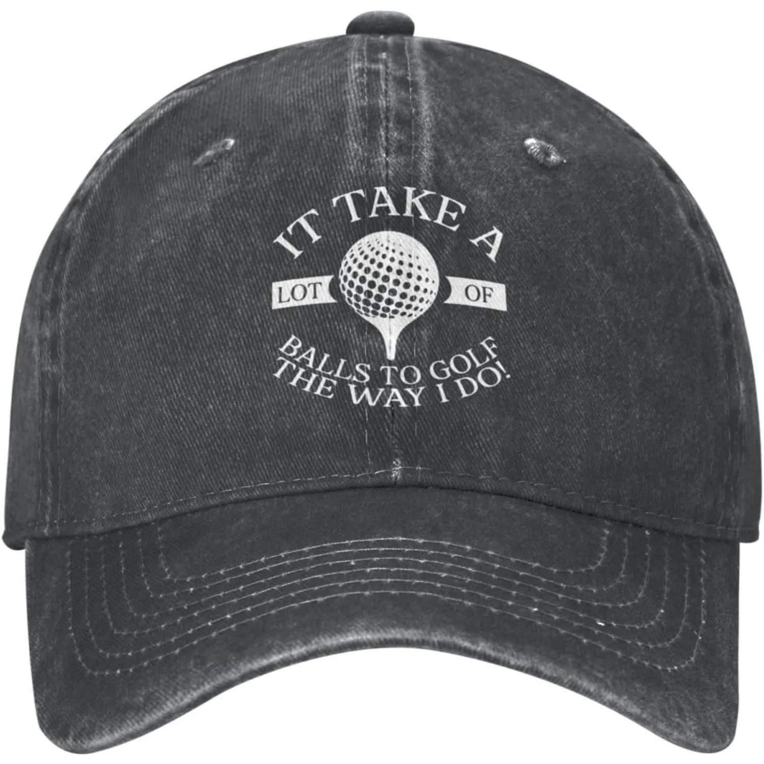 

1pc Vintage Golf Dad Hat - Funny "It Takes a Lot of Balls to Golf the Way I Do" Design, Lightweight, Adjustable Fit for Men, Per