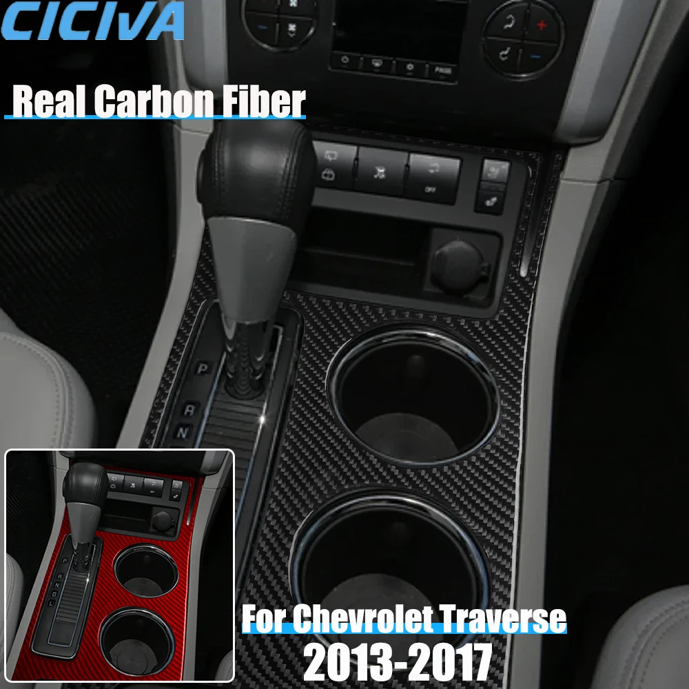 

Real Carbon Fiber Car Accessories Gear Shift Surround Trim Cover Soft Sticker For Chevrolet Traverse 2013 2014 2015 2016 2017
