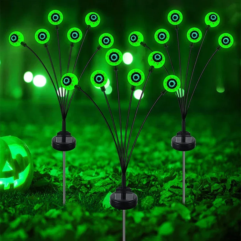 

1/2/4/8PCS Outdoor Solar Eyeball Lamps Green Light Ghost Eye Plug-in Lamp Halloween Horror Decorative Lawn Light Atmosphere Lamp