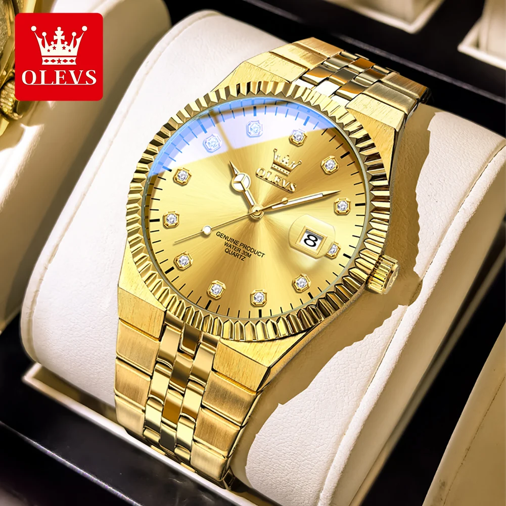 

OLEVS 2989 Quartz Men Watches High Quality Stainless steel Waterproof Luminous Date Watch Man