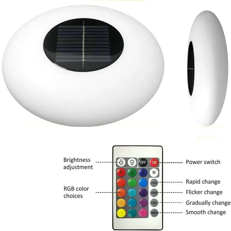 Solar Floating Pool Lights Swimming Pool Light Remote controlled 16 Colors Changing Waterproof Lawn Patio Decoration- Multicolor