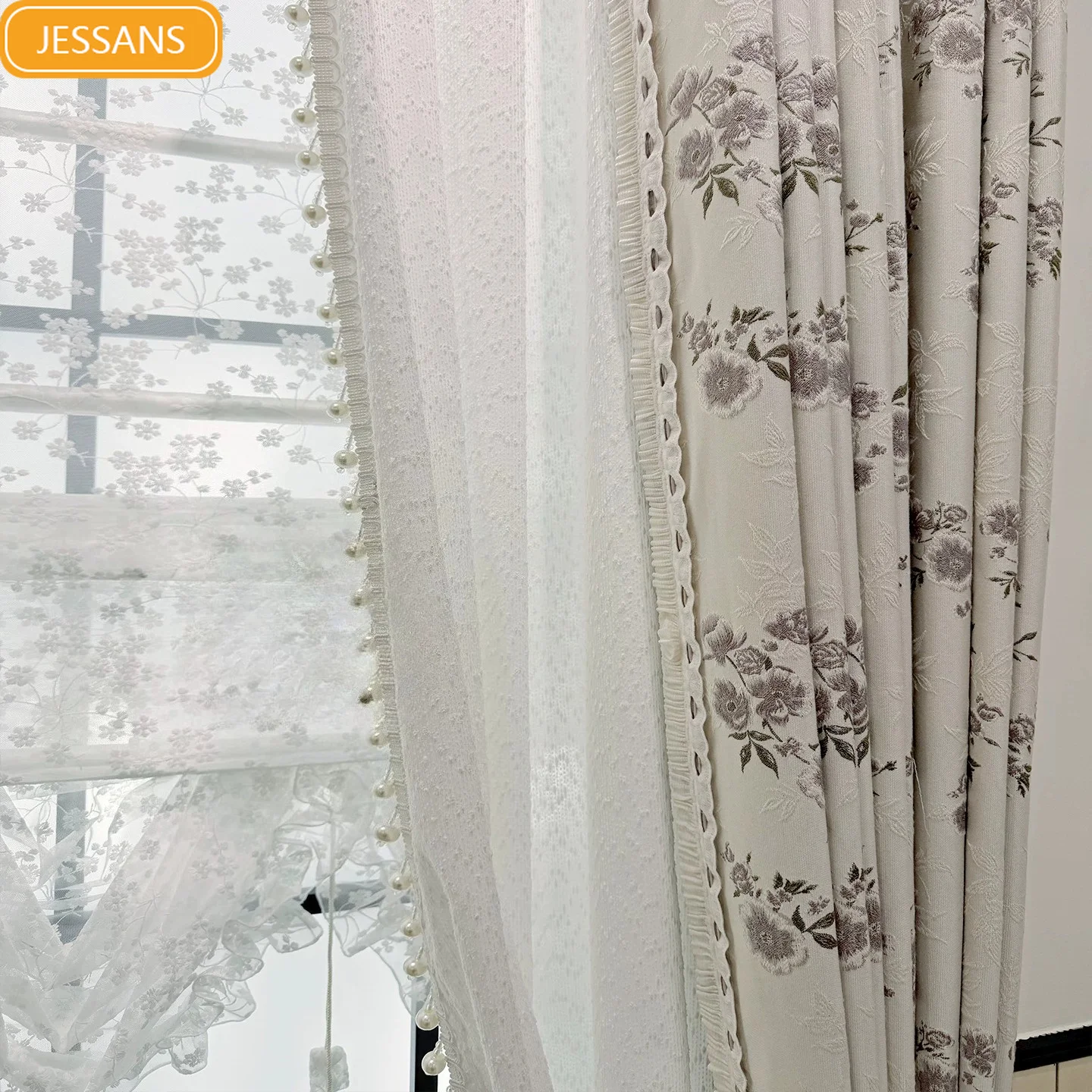 New Retro Pastoral Purple Chenille Embroidered Curtains for Living Room Bedroom French Window Custom Window Screen