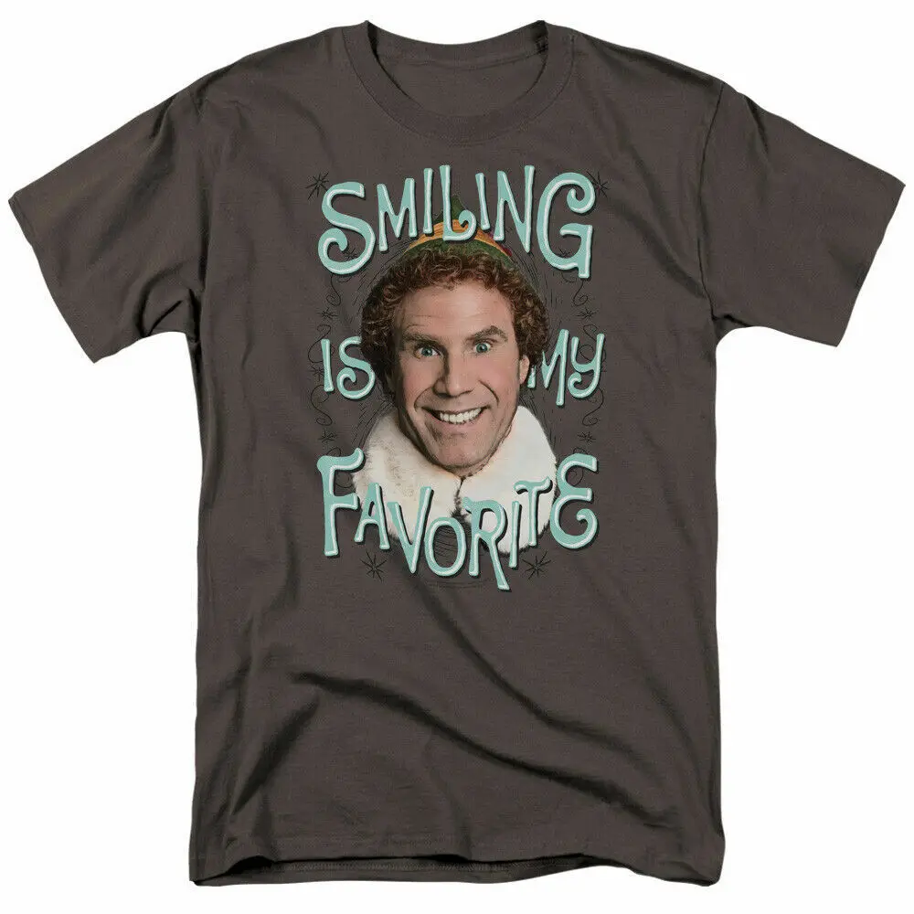 

ELF Smiling T Shirt Licensed Funny Christmas Movie Classic Tee New Charcoal